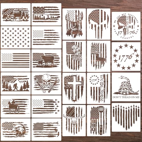 Patriotic Stencils American Flag Stencil 7.8" 50 Stars We The People 1776 (24 Count)