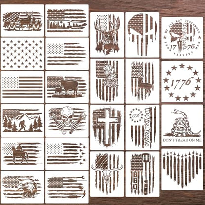 Patriotic Stencils American Flag Stencil 7.8" 50 Stars We The People 1776 (24 Count)