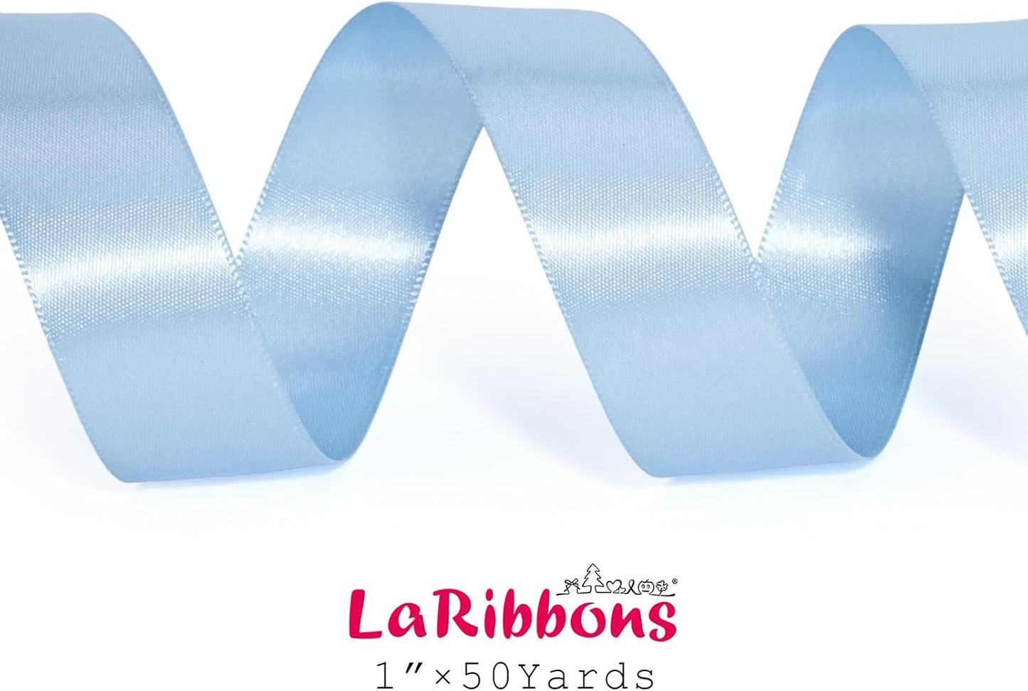 LaRibbons 1 Inch 50 Yard Double Faced Satin Ribbon,Light Blue Satin Craft Fabric Ribbon for Gift Wrapping Floral Bouquets Wedding Party Decoration - Crafty Corner