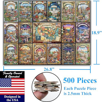 Great American Cities 500 Pieces Large Format Jigsaw Puzzle