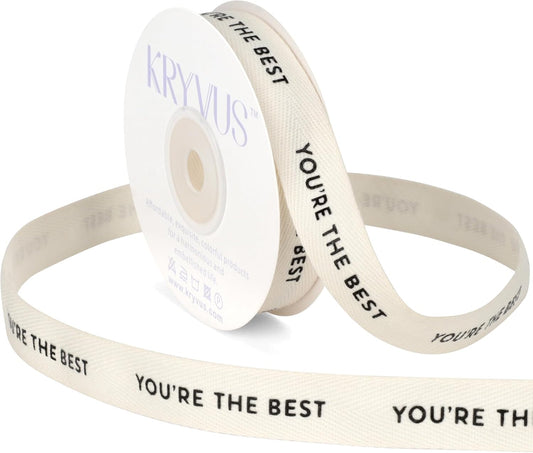 You're The Best Ribbon - 5/8 Inch x 12 Yards Natural Twill Tape Ribbon, Cotton Herringbone Ribbons for Gift Wrapping, Birthdays, Christmas, Anniversaries, Valentine's Day, Mother's Day - Crafty Corner