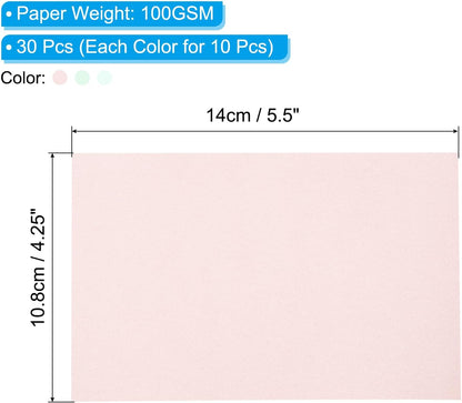PATIKIL 30 Sheets Vellum Paper 4.25x5.5, Vellum Paper Printable Translucent Paper 100GSM Colored for Invitations Laser InkJet Printing Card Making Crafting Wedding Tracing, Pink Green Blue
