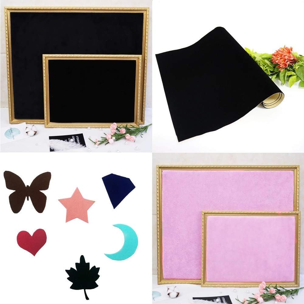 2PCS Self Adhesive Felt Sheets, DIY Felt Adhesive Sheet for Art & Crafts, Peel and Stick Felt for Drawer/Jewelry Box Felt Liner, Solid Color Felt Wallpaper (14.6" x 39.4", Pink)