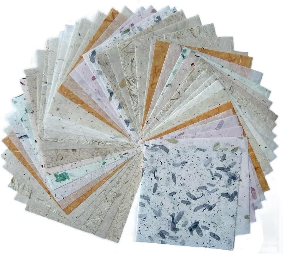 Natural Banana bark,leavse etc., 6 x 6 Inches Square Origami Paper Arts Folding Craft, Decoration Paper, Painting Square Folding Paper for DIY Crafts, 50 Sheets (Mixed Leaves,Banana Bark, etc, 6"x6") - Crafty Corner