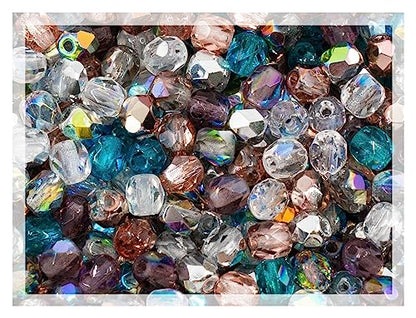 1.76oz Faceted Fire Polished Round Glass Beads 4mm (550 Count)