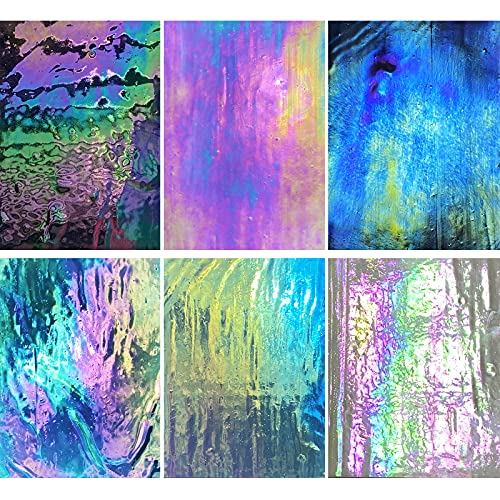 6 Sheets 7 1 2 x 6 inch Iridescent Stained Glass Sheet Variety Pack (6 Count)