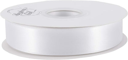 Satin Ribbon 1 Inch White Double Faced - 25 Yards for Gift Wrapping DIY Bows Crafts Bridal Bouquet Cutting Ceremony Sewing Christmas Wedding Baby Shower Decoration Humphrey's Craft - Crafty Corner