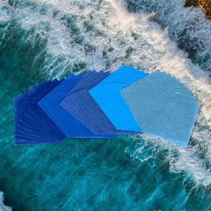 50 Sheets 6 x 6 Inches Natural Fiber Mulberry paper Sheets Square Origami Paper Arts Folding Craft, Decoration Paper, Square Folding Paper for DIY Crafts (Ocean Blue Tone, 6x6 Inch) - Crafty Corner