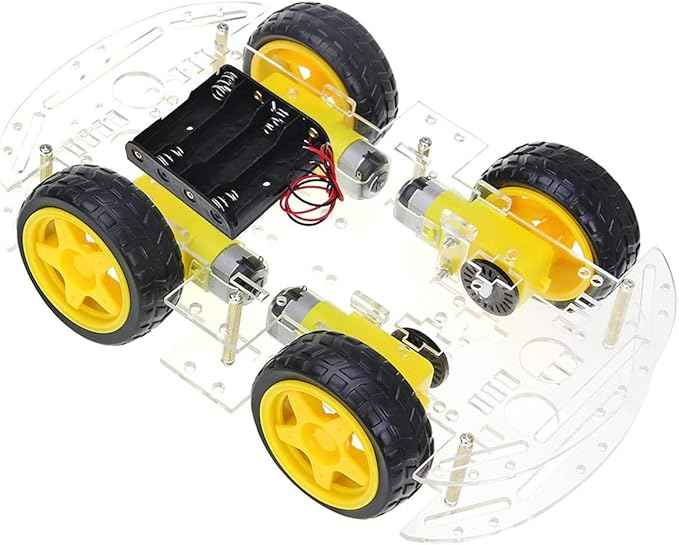 YIKESHU DIY 4WD Smart Robot Chassis Kit, Robot Smart Car with Speed Encoder Battery Box 4 Wheels Robotics Kit for Adults (4WD Robot Car)