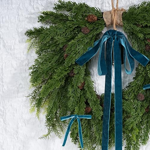 Teal Blue Velvet Ribbon