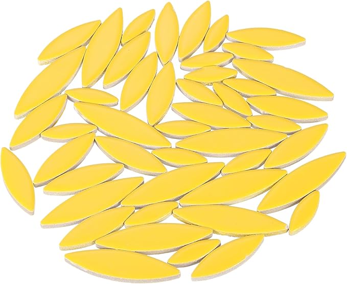 uxcell Ceramic Mosaic Tile, About 200g Teardrop Leaf Tile Mosaic Block for Handicrafts Artwork, Yellow