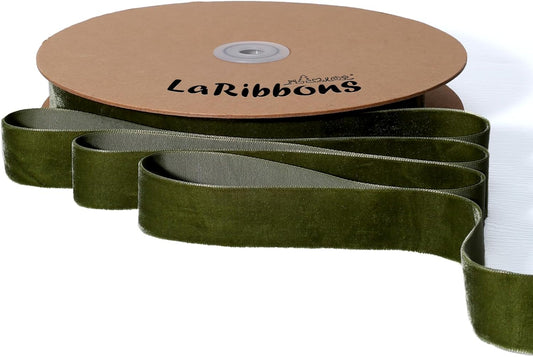 LaRibbons Thin Velvet Ribbon 1 Inch x 25 Yards, Moss Green Velvet Ribbon for Christmas Tree, Gift Wrapping, Wreath Bow, Outdoor Decoration - Crafty Corner