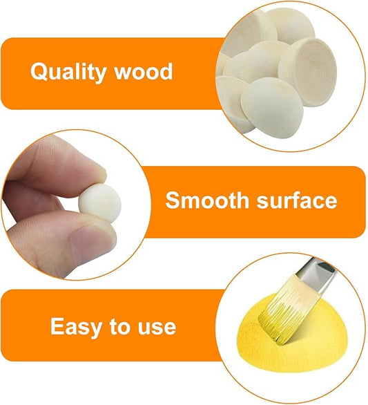 300 PCS Half Wooden Beads, 12 * 6mm Unfinished Smooth Hemisphere Beads for DIY Craft Painting, Art Projects, Home & Party Supplies