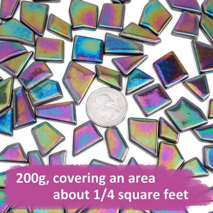 Iridescent Glass Mosaic Tiles for Crafts Bulk (7.05 Ounce)