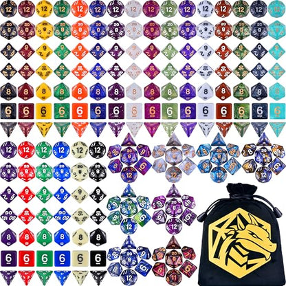 RPG Dice Set 210 Polyhedral Dice with Drawstring Bag for DND (210 Count)
