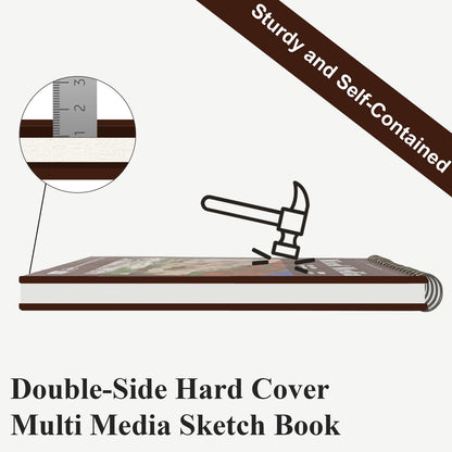Mixed Media Sketchbook 9" x 12" - Multimedia Sketchbook Hardcover, Spiral Bound, 60 Sheets 98lb/160gsm Mixed Media Paper, Watercolor Sketch Books for Artist Supplies, Painting, Drawing & Art Supplies. - Crafty Corner