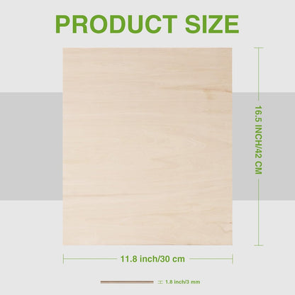 ROBOTIME 6-Pack Laser Wood Sheets 1/8" - 12 x 16 x 1/8 Inch - Basswood 2Pcs & Walnut 2Pcs & Birch 2Pcs - 3mm Plywood Sheets for Laser Cutting, Engraving & Wood Burning (Pyrography)