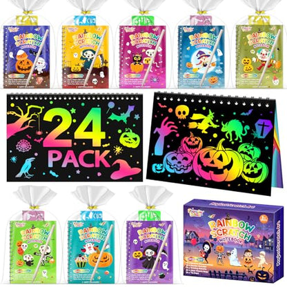 24 Pack Rainbow Scratch Notebook Art Party Favors for Kids (24 Count)
