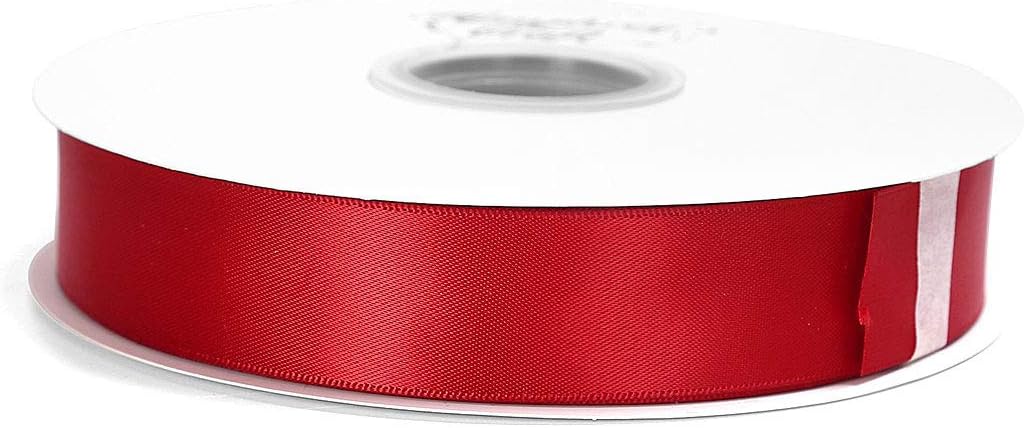 Satin Ribbon 1 Inch Red Double Faced - 25 Yards for Gift Wrapping DIY Bows Crafts Bridal Bouquet Cutting Ceremony Sewing Christmas Wedding Baby Shower Decoration Humphrey's Craft - Crafty Corner