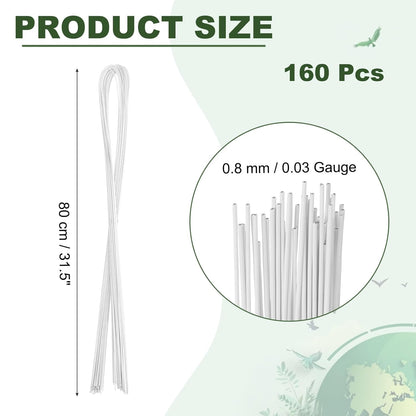 PATIKIL 32 Inch 22 Gauge Floral Stem Wire, 4 Pack/160 Pieces Bouquet Stem Paper Wrapped for DIY Crafts Flower Arrangements, White