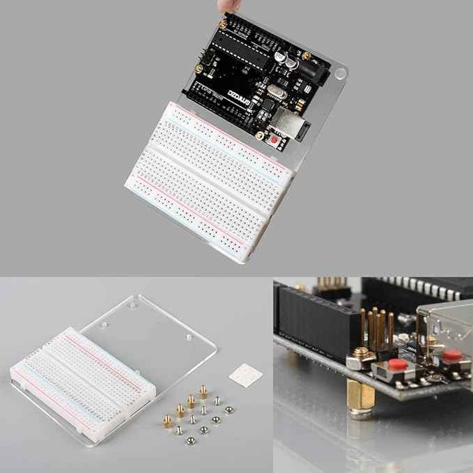Smraza Ultimate Starter Kit with Tutorial, Breadboard Holder, Jumper Wires, Resistors, DC Motor Compatible with Arduino R3 Project Compatible with Mega 2560 Compatible with Nano