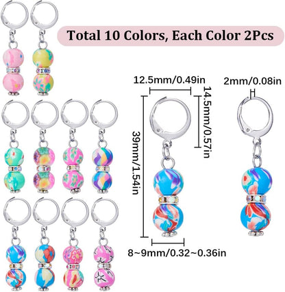 SUNNYCLUE 1 Box 20Pcs Stitch Markers Crochet Stitch Marker Cute Round Polymer Clay Beads Charms Clip On Removable Leverbacks Zipper Pull Charm Locking Knitting Markers for Yarns DIY Sewing Quilting
