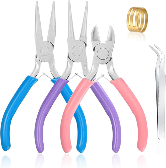 3 Pcs Jewelry Pliers Set - Needle Nose, Round Nose and Wire Cutters for Jewelry Making, Repair and Crafts，Wire Wrapping Beading Crafts Pliers - Crafty Corner