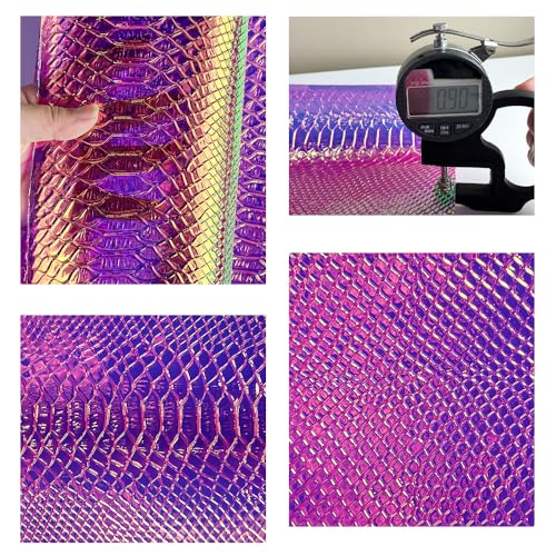 Iridescent Transparent Embossed Vinyl Holographic Blue Clear PVC Vinyl Craft Film 16"×54" for Sewing DIY Projects