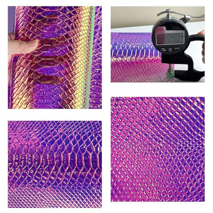 Iridescent Transparent Embossed Vinyl Holographic Blue Clear PVC Vinyl Craft Film 16"×54" for Sewing DIY Projects