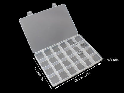 4packs Plastic Organizer Box 24 Grids Clear Storage Container Jewelry Box with Fixed Dividers for Beads Art DIY Crafts Jewelry Fishing Tackles (4pcs 24 Grids Box)