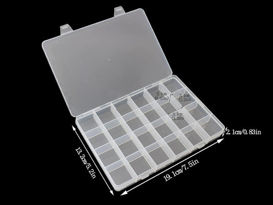 4packs Plastic Organizer Box 24 Grids Clear Storage Container Jewelry Box with Fixed Dividers for Beads Art DIY Crafts Jewelry Fishing Tackles (4pcs 24 Grids Box)