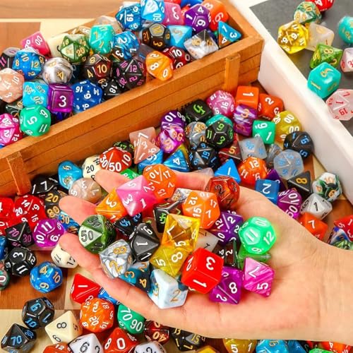 1001 Pcs Dice Sets Bulk with Drawstring Bag Polyhedral Dice Sets Multi Role Playing Table Game D4 D6 D8 D10 D% D12 D20 (143 Count)