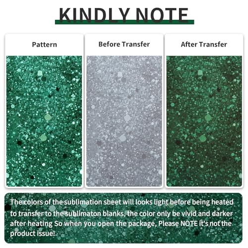 Green Glitter Sublimation Transfer Sheets for Heat Press Machine (8 Count)