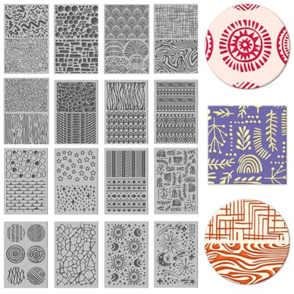 16 Sheets 16 Styles Natural Knitted Texture Polymer Clay Texture Mat Sun Moon Stars Modeling Pattern Pad Bohemian Texture Sheets for Polymer Clay Making Earrings Jewerly Tools