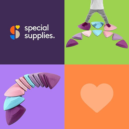 Special Supplies Stepping Stones for Kids Indoor and Outdoor Balance Blocks Promote Coordination, Balance Strength Child Safe Rubber, Non-Slip Edging