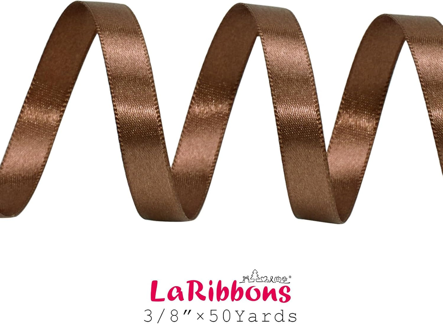 LaRibbons Brown Satin Ribbon 3/8 Inch 50 Yards Thin Luxury Double Faced Mocha Mousse Silk Ribbon for Flower Bouquet Crafts Gift Wrapping Wedding Decoration - Crafty Corner