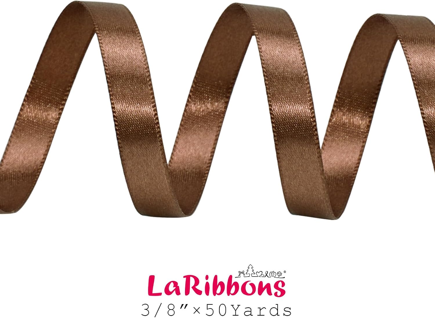 LaRibbons Brown Satin Ribbon 3/8 Inch 50 Yards Thin Luxury Double Faced Mocha Mousse Silk Ribbon for Flower Bouquet Crafts Gift Wrapping Wedding Decoration - Crafty Corner