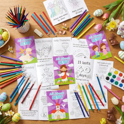Easter Lent Catholic Crafts Coloring Book (24 Count)