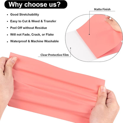 VINYL FROG Heat Transfer Vinyl Roll HTV Vinyl - 12" x5ft Coral Iron on Vinyl for T-Shirts, Heat Press Vinyl for DIY Craft Designs (Coral)