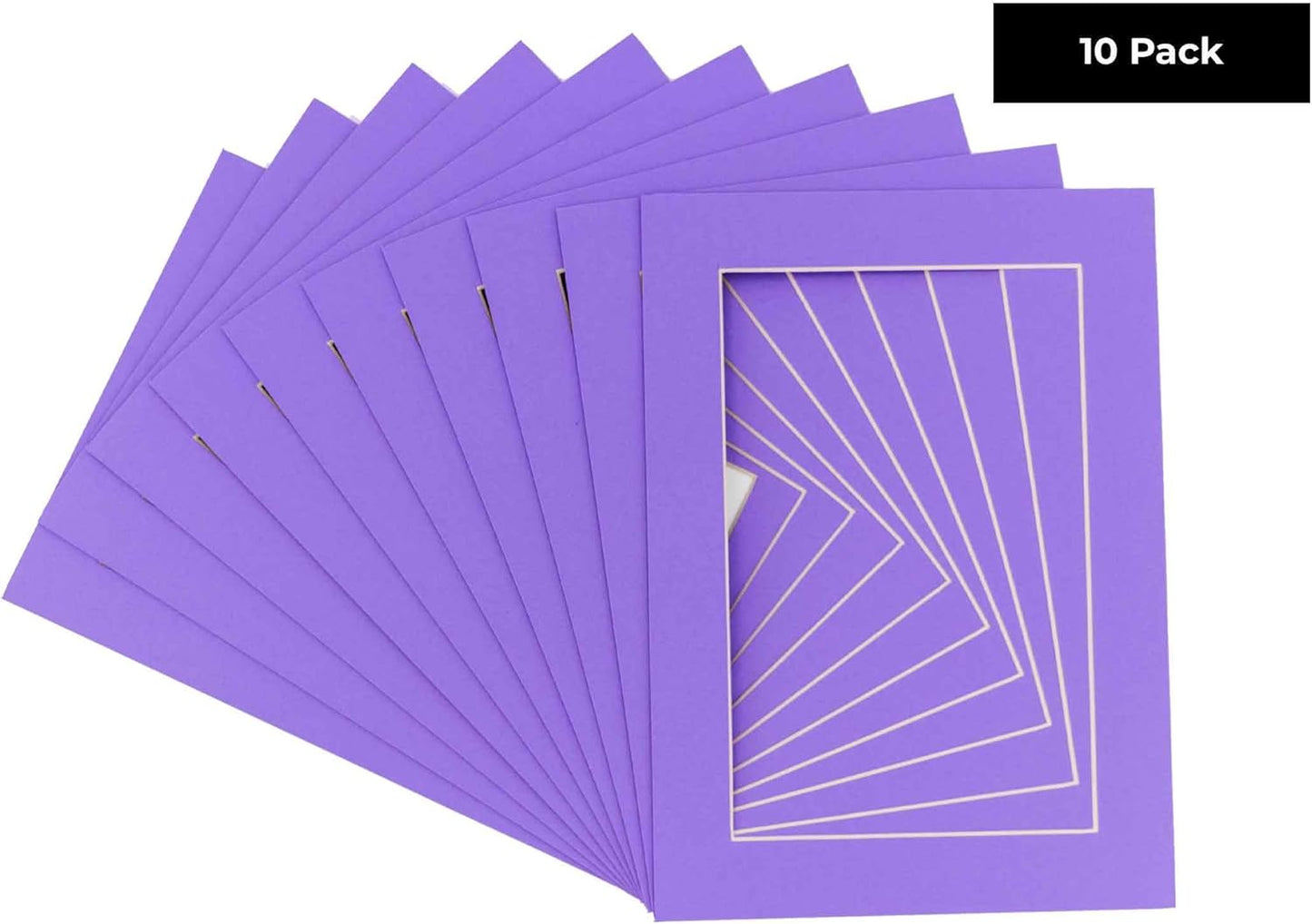 Pack of TEN 8x10 Mats Bevel Cut for 5x8 Photos - Acid Free Light Purple Precut Matboards For Pictures, Photos, Framing - 4-ply Thickness