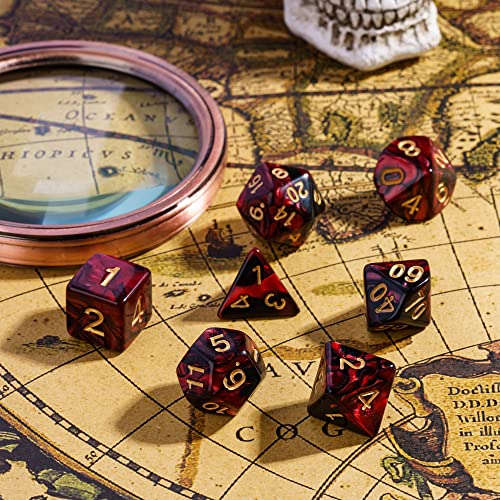 7PCS Polyhedral DND Dice Set Red Black Dice for Role Playing Games