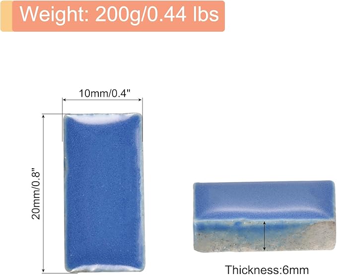 MECCANIXITY 200g Ceramic Mosaic Tiles for Crafts Bulk, Rectangle Blue Ceramic Tiles for Mosaic Kits Garden Stepping Stone Cup Mat