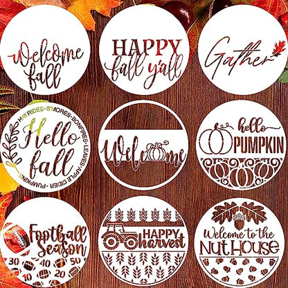 Fall Stencils Painting on Wood 12" Fall Stencils for Crafts Reusable (9 Count)