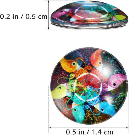 Operitacx 200pcs Mosaic Tiles for Crafts, Assorted Color Round Glass Tiles, Mosaic Pieces Glass Gems for Crafts DIY Mosaic Decor Home Decor 14mm