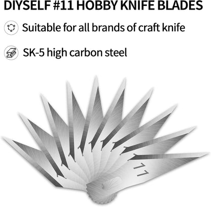 DIYSELF 20PCS Craft Knife Blades, SK5 Carbon Steel #11 Exacto Knife Blades Refill Hobby Art Blade Exacto Blade Cutting Tool with Storage Case for Craft, Hobby, Scrapbooking, Stencil