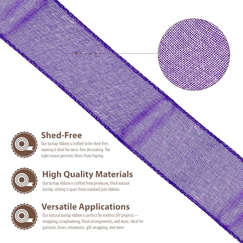 2 Inch Wide Purple Burlap Ribbon for Crafts (120 Foot)