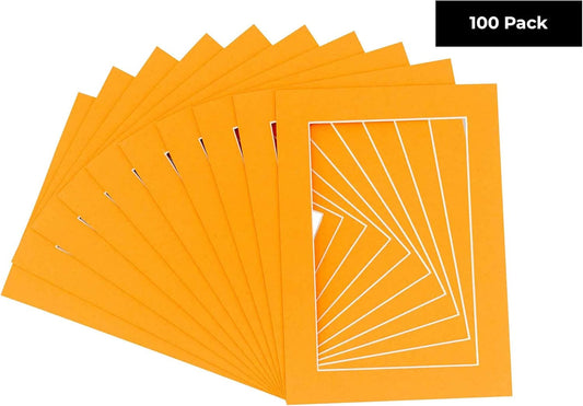 11x14 Mat for 8.5x11 Photo - Precut Orange Picture Matboard for Frames Measuring 11 x 14 Inches - Bevel Cut Matte to Display Art Measuring 8.5 x 11 Inches - Acid Free Pack of 100 MATS