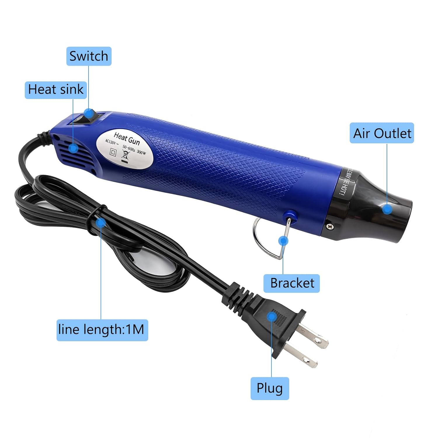 Mini Heat Gun, Portable Hot Air Gun Tool for DIY Crafts Heat Shrink Gun for Epoxy Resin, Embossing, Shrinking Wrapping Drying Paint Removing Stickers (Blue) - Crafty Corner