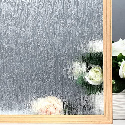 Rain Glass Window Film Privacy Static Window Clings Decorative Glass Sticker for Home Office Removable UV Protection Heat Control 17.7 x 157.48 inches