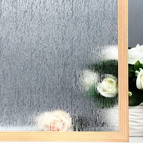 Rain Glass Window Film Privacy Static Window Clings Decorative Glass Sticker for Home Office Removable UV Protection Heat Control 17.7 x 157.48 inches